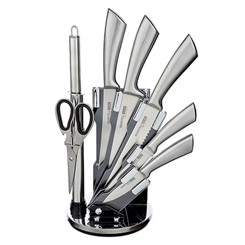 Набор ножей кухонных 8пр, ручки хром, акриловая подставка Мартелл                                                                                                                                                                                         