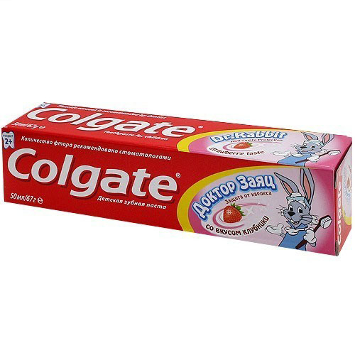 Зубная паста 50мл COLGATE Доктор Заяц вкус Клубники/Жвачки туба