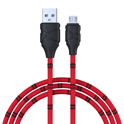 Кабель для зарядки Питон Micro USB, 1м, 2А, тканевая оплётка, 3 цвета, пакет