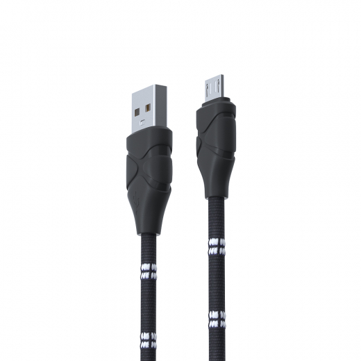 Кабель для зарядки Питон Micro USB, 1м, 2А, тканевая оплётка, 3 цвета, пакет