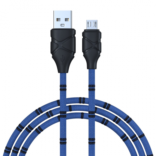 Кабель для зарядки Питон Micro USB, 1м, 2А, тканевая оплётка, 3 цвета, пакет