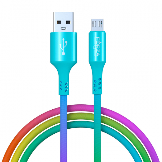 Кабель для зарядки Радуга Micro USB, 1м, 2А, тканевая оплётка, пакет