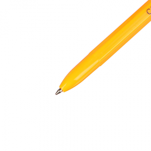 Ручка шариковая синяя, с желтым корпусом, линия 0,7 мм