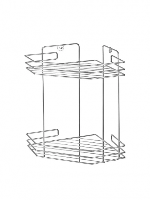 Полка 2х секц угловая Волна хром 24*24*14,5см